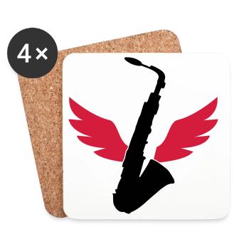 Saxophone / Saxophon - Coasters (set of 4) - white - Front