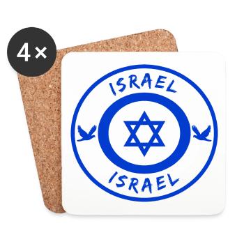 Israel Circle with National Flag Gift - Coasters (set of 4) - white - Front