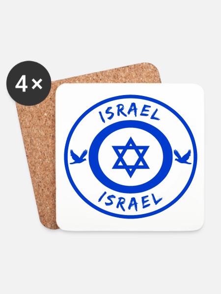 Israel Kreis mit Nationalflagge Geschenk - Untersetzer (4er-Set) - Weiß