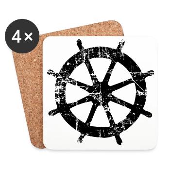 Steering Wheel Sail Boat Sailing Sailor - Coasters (set of 4) - white - Front