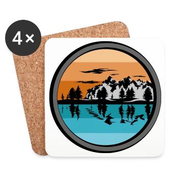 camping Reisen Natursee Bergsee Landschaft Symbol - Untersetzer (4er-Set) - Weiß - Vorne