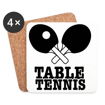 tennis de table - Dessous de verre (lot de 4) - blanc - Devant