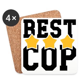 Polizist / Justiz / Polizei / Gewehr - Untersetzer (4er-Set) - Weiß - Vorne