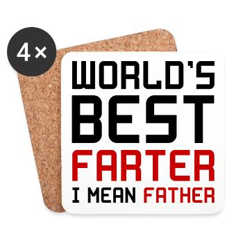Worlds Best Farter Father Père Papa Pet cadeau - Dessous de verre (lot de 4) - blanc - Devant