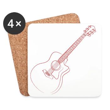 guitare - Dessous de verre (lot de 4) - blanc - Devant