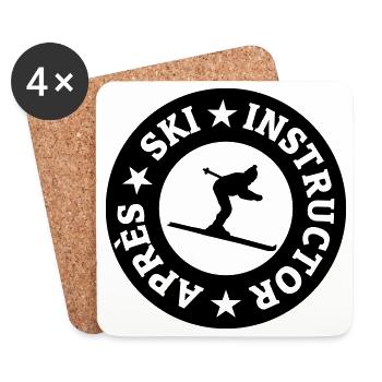Après-Ski Instructor Quality Seal (monochrome) - Coasters (set of 4) - white - Front