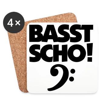 BASST SCHO! Bass Design für Bassisten - Untersetzer (4er-Set) - Weiß - Vorne