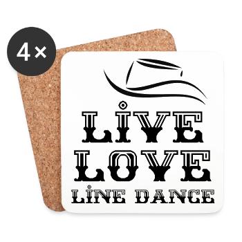 Geschenk für Linedancer: Live, Love, Line Dance - Untersetzer (4er-Set) - Weiß - Vorne