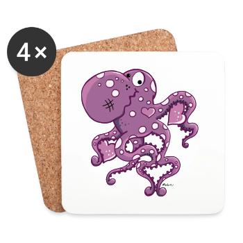 Amorous Octopus - Coasters (set of 4) - white - Front