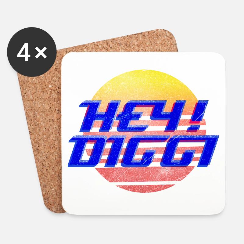 Hey Diggi - Untersetzer (4er-Set) - Weiß