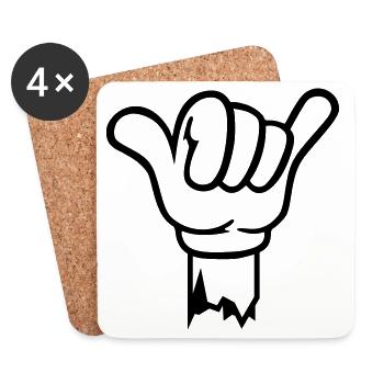 geste hand shaka - Untersetzer (4er-Set) - Weiß - Vorne