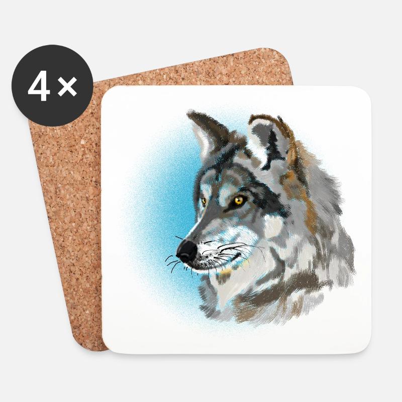 Wolf - Untersetzer (4er-Set) - Weiß