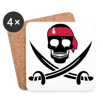 pirate - Dessous de verre (lot de 4) - blanc - Devant