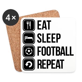 eat sleep football repeat - Coasters (set of 4) - white - Front