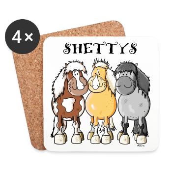 Trois poneys Shetland - Dessous de verre (lot de 4) - blanc - Devant