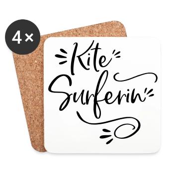 Kitesurferin Kite surfen Geschenk - Untersetzer (4er-Set) - Weiß - Vorne