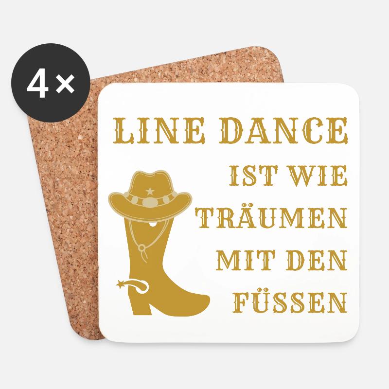 Motto: Line Dance ist wie Träumen mit den Füßen - Untersetzer (4er-Set) - Weiß