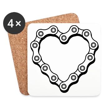 Chaîne de vélo coeur - Dessous de verre (lot de 4) - blanc - Devant