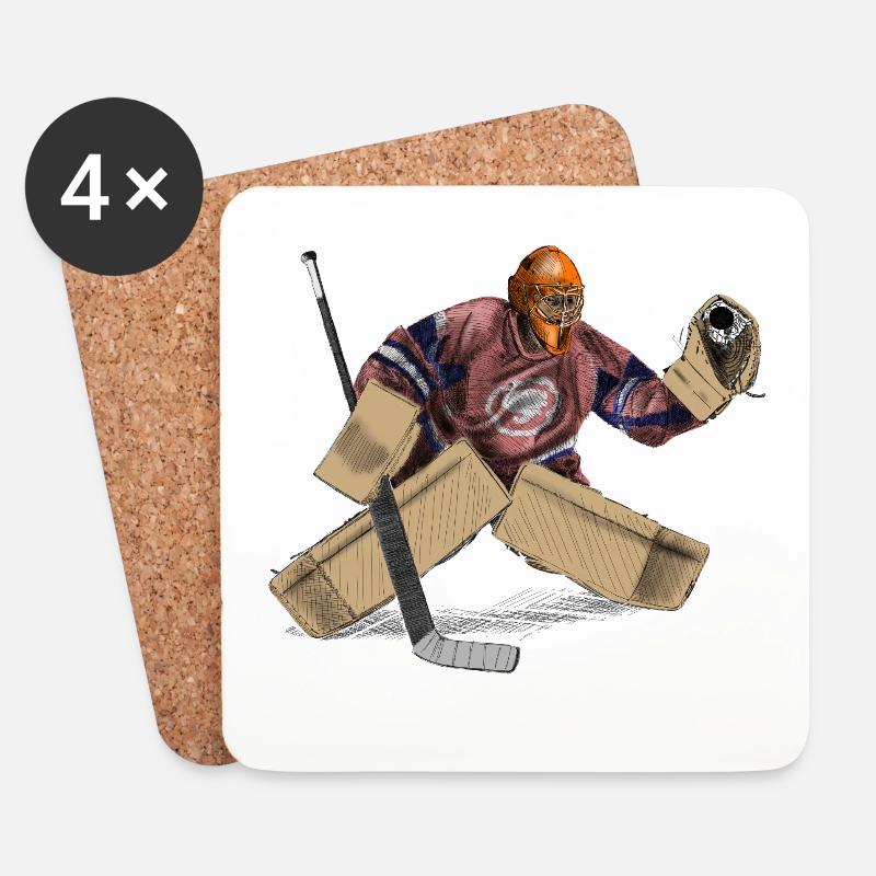 Eishockey Torwart - Untersetzer (4er-Set) - Weiß