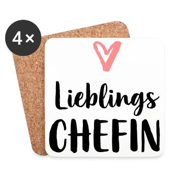 Lieblings Chefin Herz Geschenk Chef - Untersetzer (4er-Set) - Weiß - Vorne