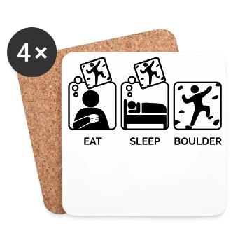 Boulder Klettern Bergsteigen Eat Sleep Spruch - Untersetzer (4er-Set) - Weiß - Vorne