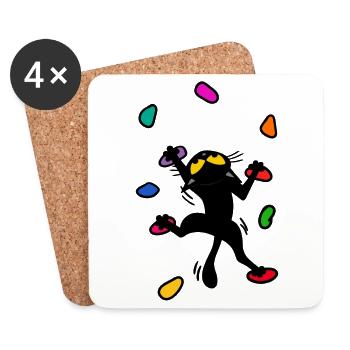 Rocher chat chaton escalade montagne drôle - Dessous de verre (lot de 4) - blanc - Devant