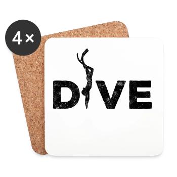 Diving Diving Silhouette - Coasters (set of 4) - white - Front