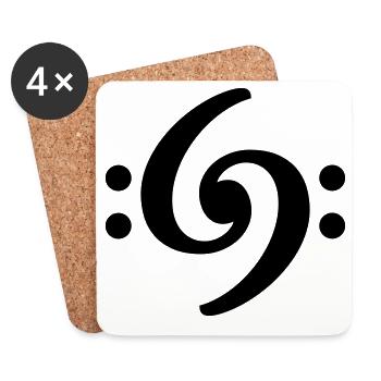 Bass Clef 69 Black (EU) - Coasters (set of 4) - white - Front