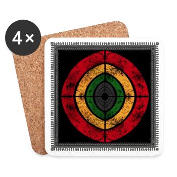 Design reggae abstrait aux couleurs rétro - Dessous de verre (lot de 4) - blanc - Devant