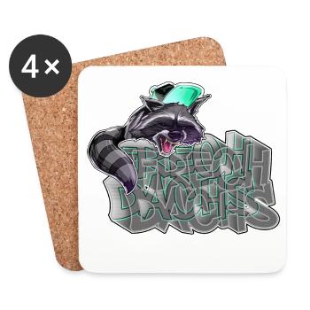 Cheeky Badger - Cheeky Raccoon - Coasters (set of 4) - white - Front