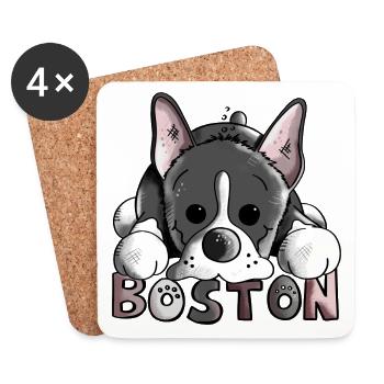 Brenda der Boston Terrier - Untersetzer (4er-Set) - Weiß - Vorne