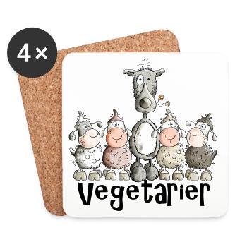 Vegetarier Wolf - Untersetzer (4er-Set) - Weiß - Vorne
