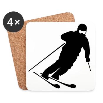 Skifahrer Silhouette – Motiv für Wintersportler - Untersetzer (4er-Set) - Weiß - Vorne