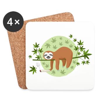 Das Marihuana Faultier - Untersetzer (4er-Set) - Weiß - Vorne