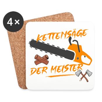 Der Meister will Holz machen! - Untersetzer (4er-Set) - Weiß - Vorne