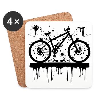 Mountain biking with speckles and drops, Cycling - Coasters (set of 4) - white - Front