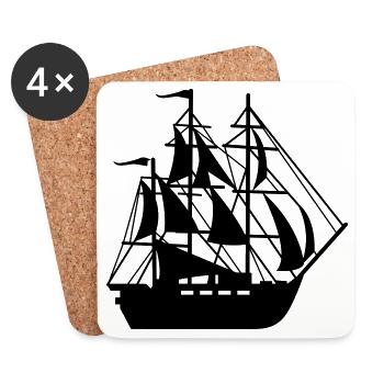 Schiff - Untersetzer (4er-Set) - Weiß - Vorne