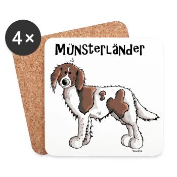 Süßer Münsterländer - Untersetzer (4er-Set) - Weiß - Vorne