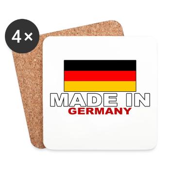 Made in Germany - Deutsche Flagge Stolz - Untersetzer (4er-Set) - Weiß - Vorne