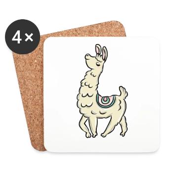 Lama Alpaka - Untersetzer (4er-Set) - Weiß - Vorne