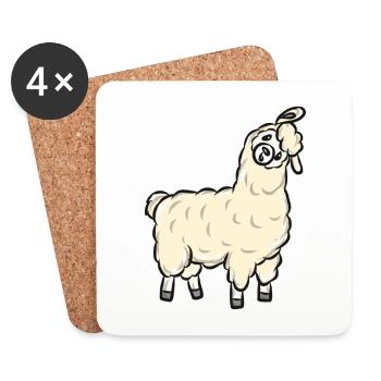 Lama Alpaka - Untersetzer (4er-Set) - Weiß - Vorne