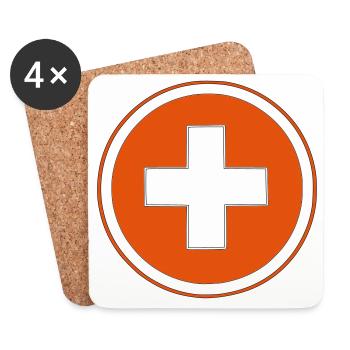 swisscross Swiss Cross white red - Coasters (set of 4) - white - Front