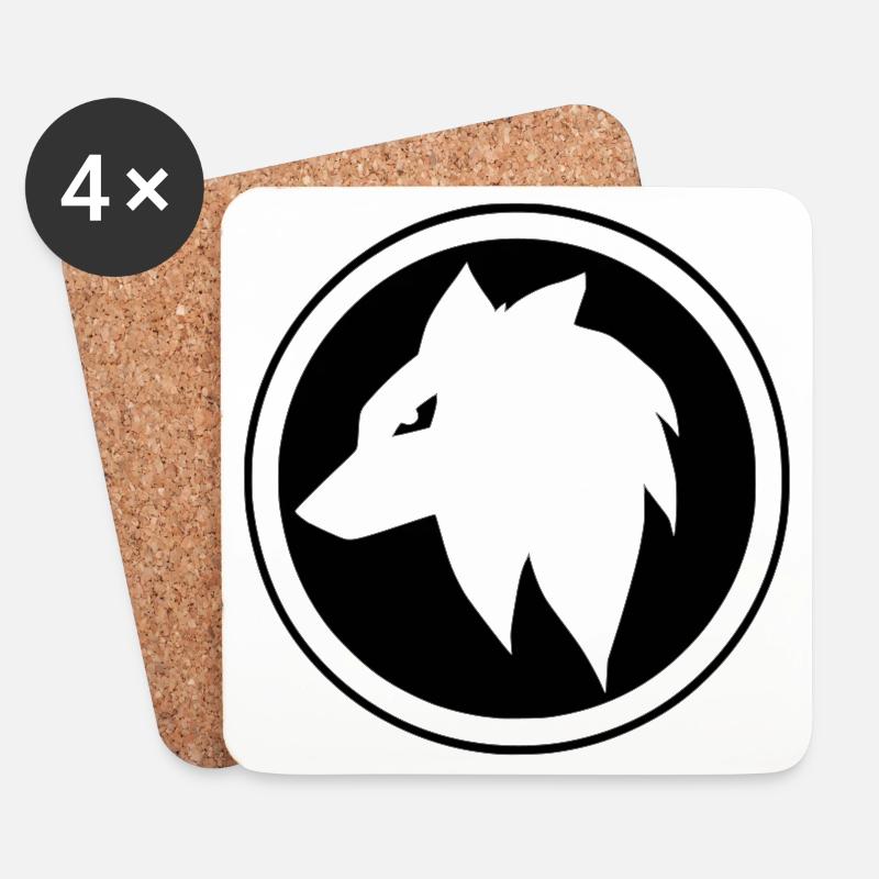 Mangawolf im Kreis - Untersetzer (4er-Set) - Weiß