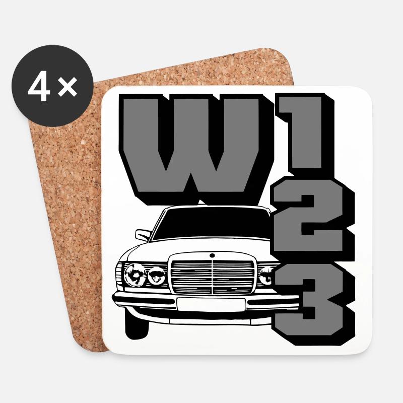 MB w123 , Youngtimer , Oldtimer , Kult Car (25) - Untersetzer (4er-Set) - Weiß