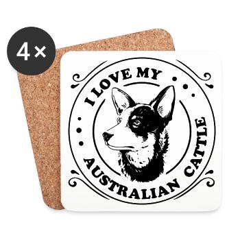 Ich Liebe Meinen Australischen Treibhund Geschenk - Untersetzer (4er-Set) - Weiß - Vorne