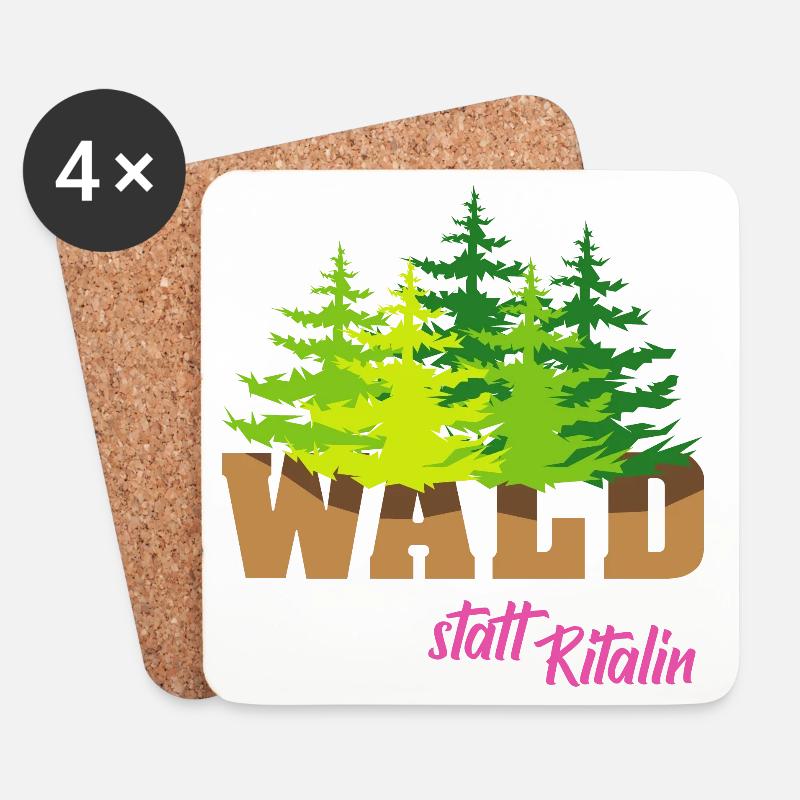 wald statt ritalin forest Sprüche Motivation - Untersetzer (4er-Set) - Weiß