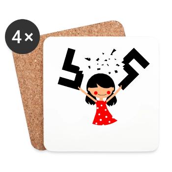 Je suis contre le racisme (W) - Dessous de verre (lot de 4) - blanc - Devant