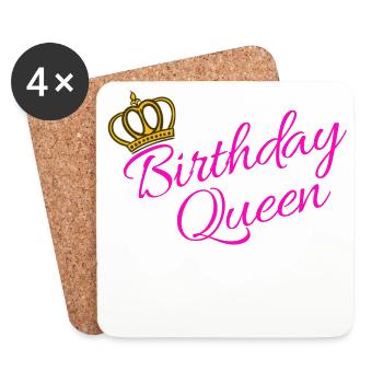 Birthday Queen Partnerlook Statement Cool - Coasters (set of 4) - white - Front