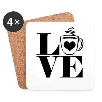 Love coffee - Coasters (set of 4) - white - Front