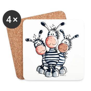 Süßes Zebra Trio - Untersetzer (4er-Set) - Weiß - Vorne